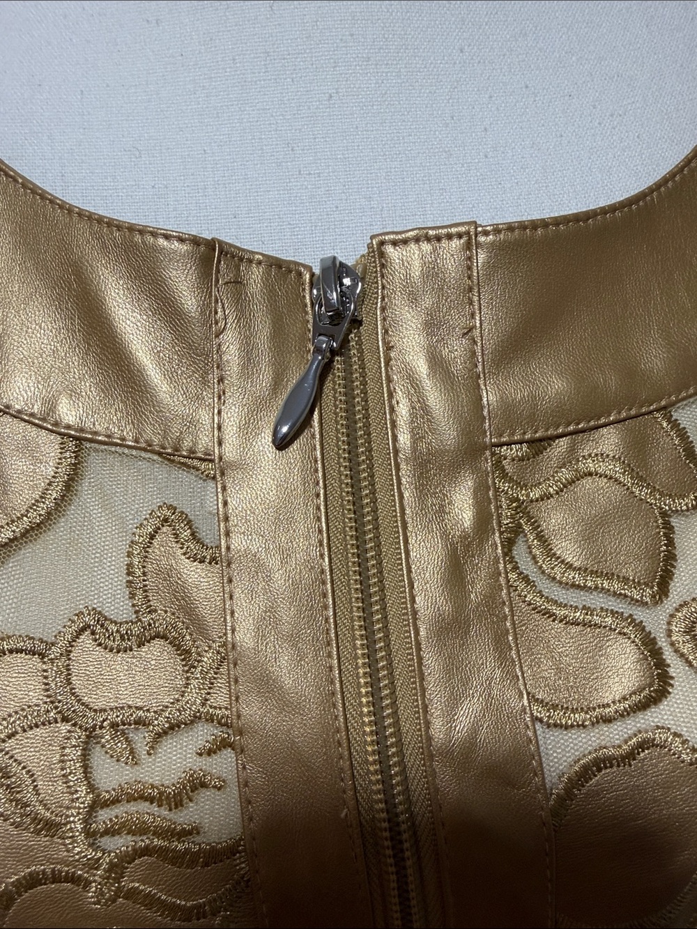 Colleen Lopez Women Floral Gold Sheer Zip Up Jacket Artsy Boho Victorian Plus 2X - Picture 3 of 9